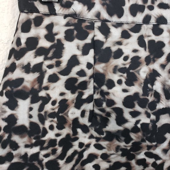 Runaway Women's Cheetah Print Ruffle Side Slit Asymmetrical Midi Skirt Sz 8 - Picture 5 of 15
